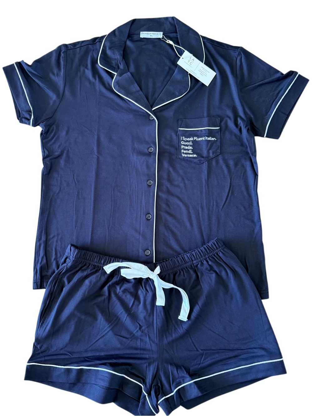 I SPEAK FLUENT ITALIAN PAJAMA SHORTS SET- NWT